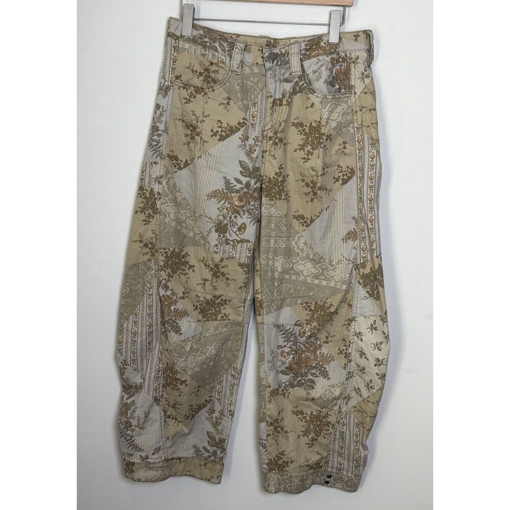 BDG Urban Outfitters Patchwork Print Barrel Leg Pants Womens Size 8 Neutral